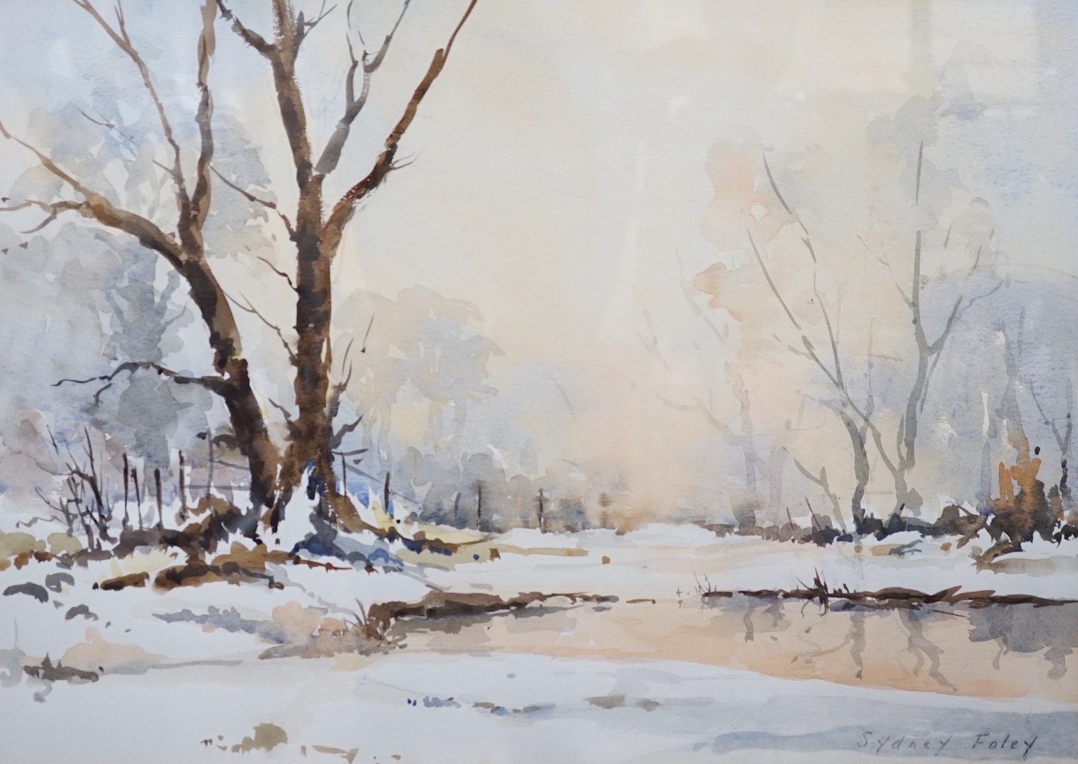 Sydney Foley (1916-2001), watercolour, ‘Winter’, signed with artist label verso, 36 x 50cm